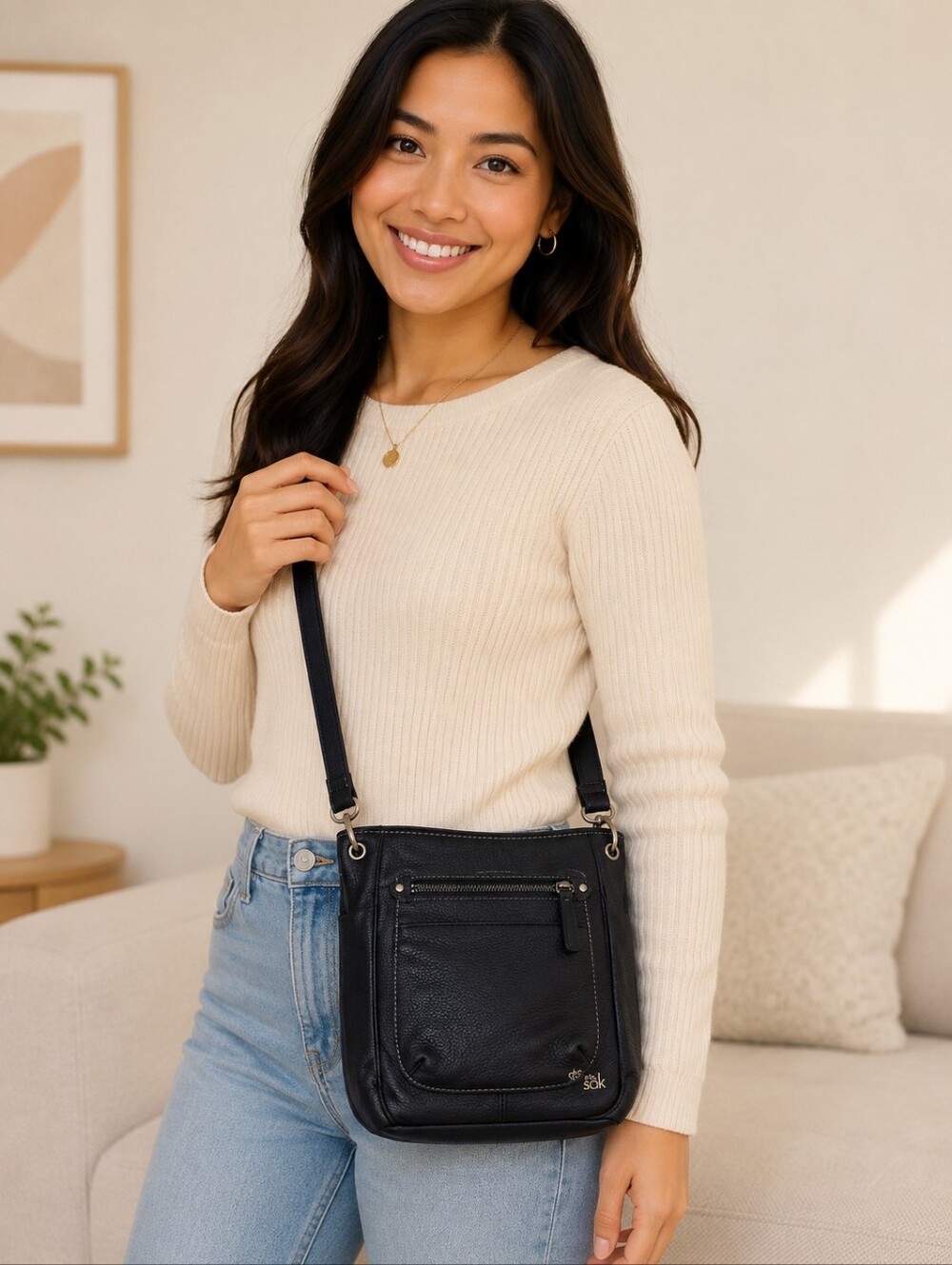 🫛The Sak Black Leather Crossbody Purse